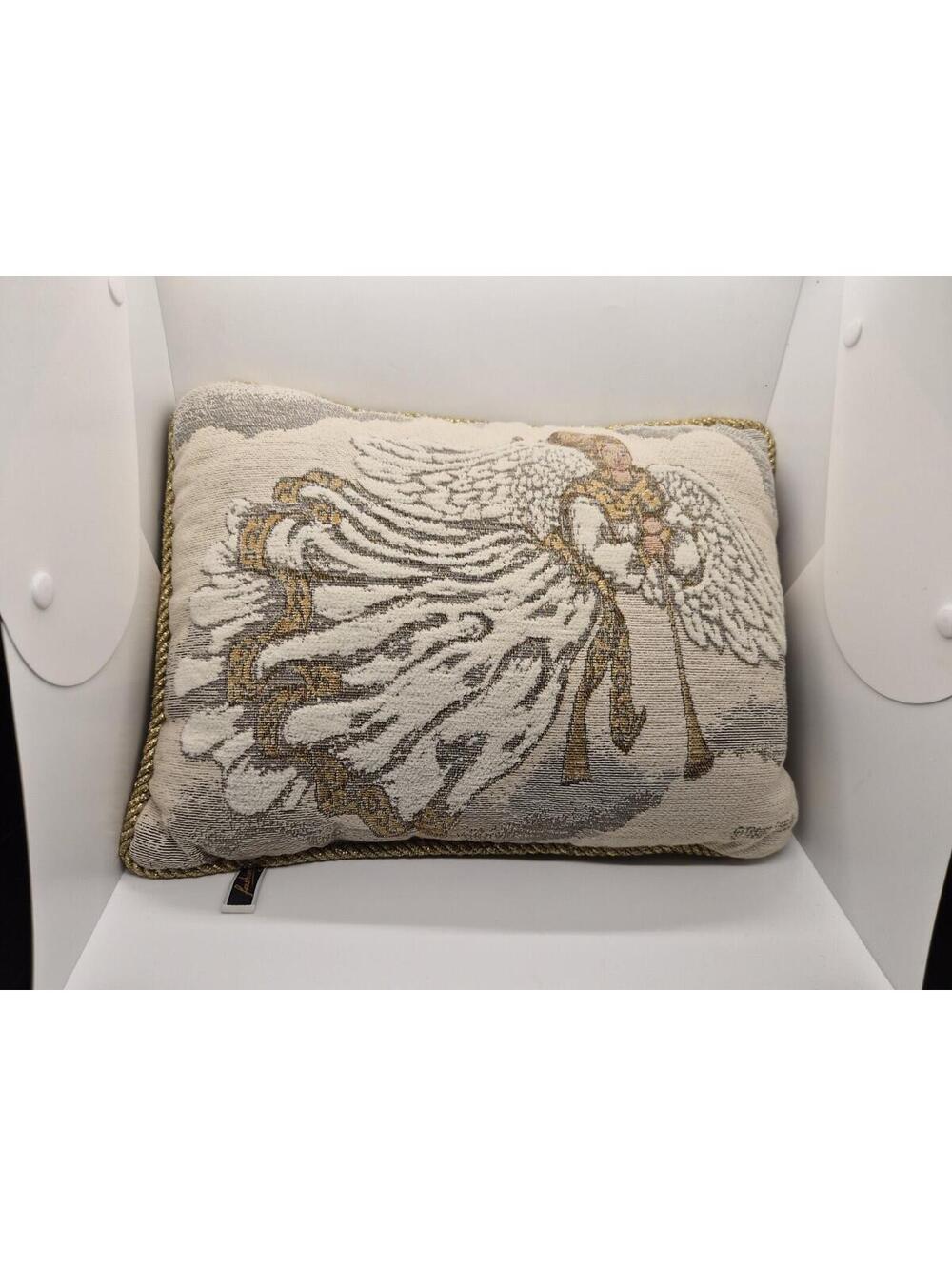 Tapestry Decorative Angel Throw Pillow Gold Accents